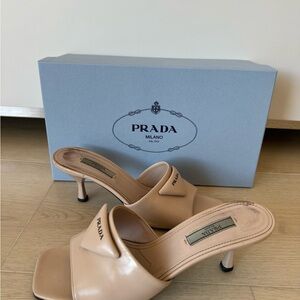 Authentic Prada Tan Heels Classic Kitten Pumps